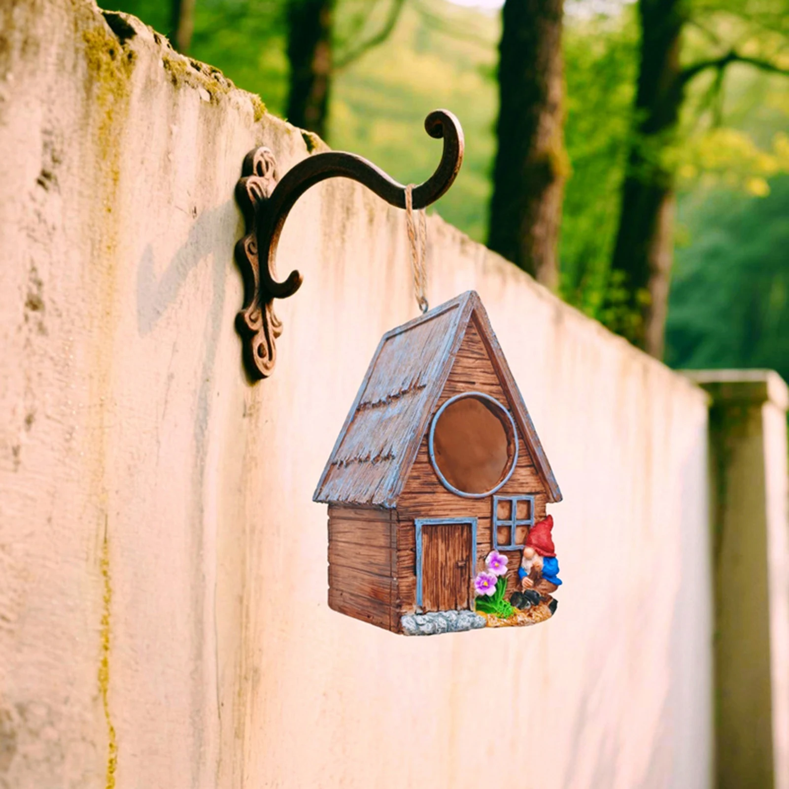 

Садовая статуэтка гнома из смолы, уличный декоративный домик для птиц, украшение для виллы, креативный подарок, водонепроницаемый, УФ-стойкий, для сада и двора