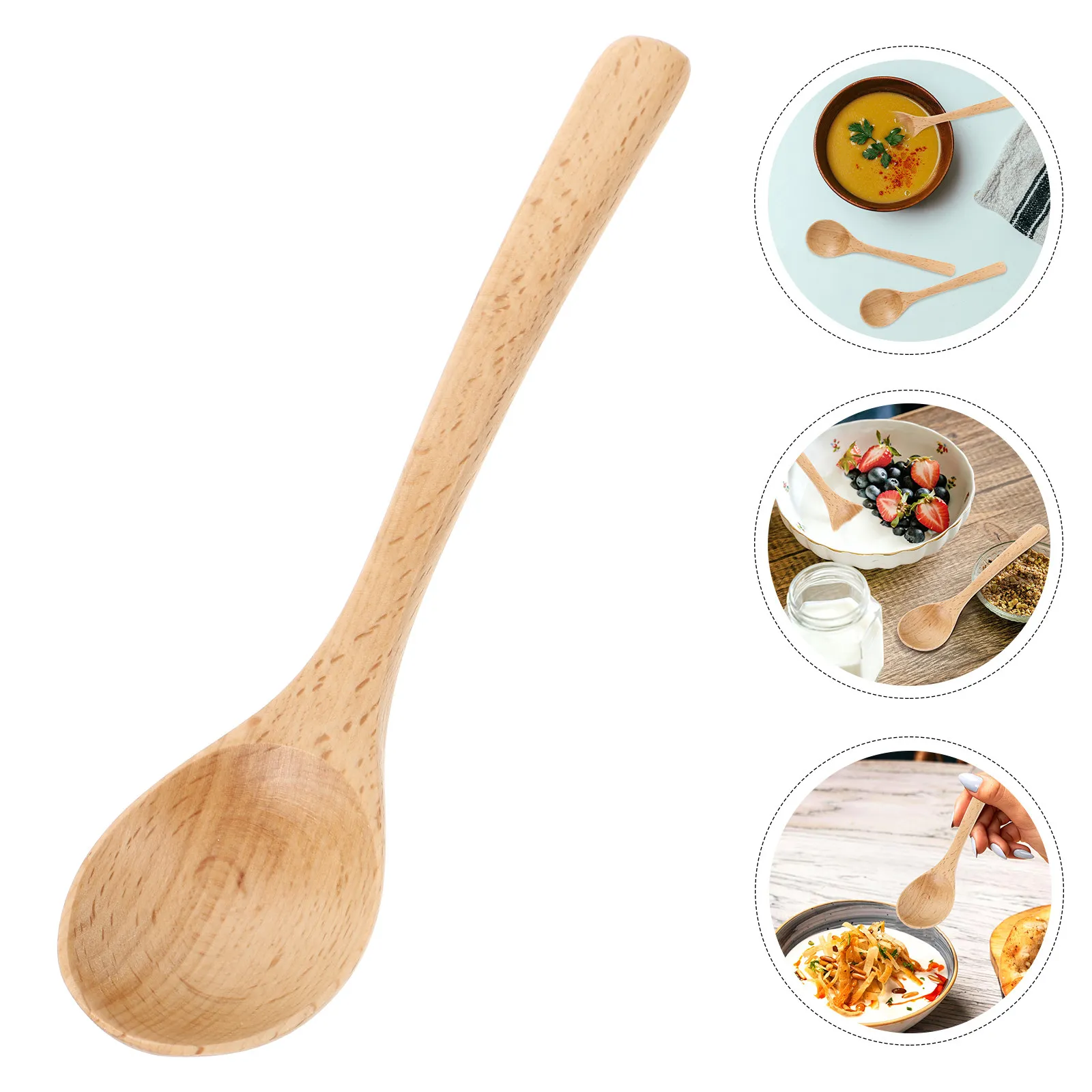 

Набор из 7 деревянных ложек в японском стиле, гладкие деревянные ложки для мороженого, десертов, меда, маленькие ложки, кухонные принадлежности