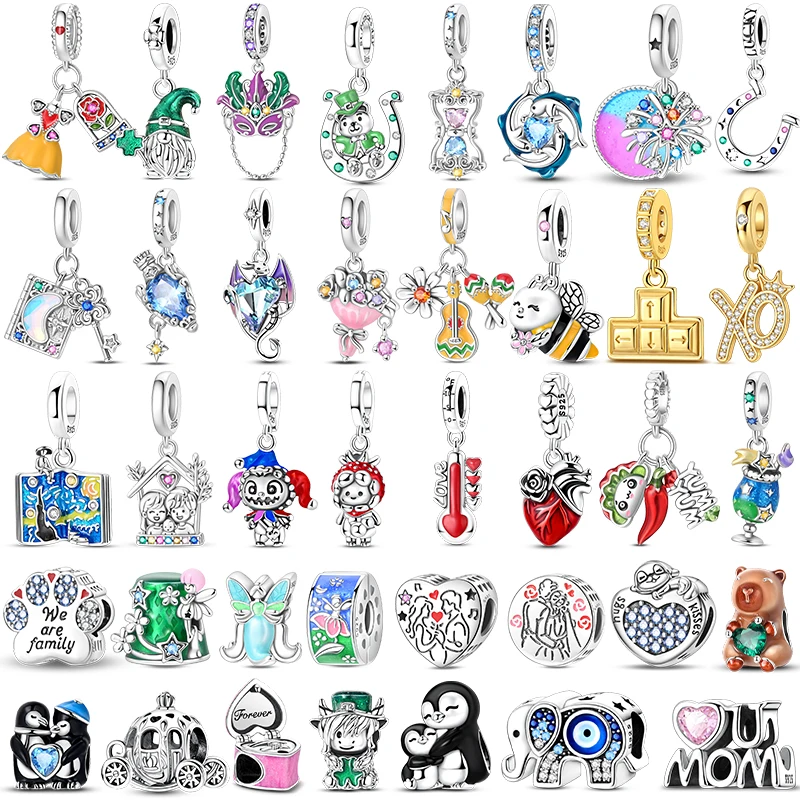 

Оригинальные подвесные бусины из стерлингового серебра 925, вечерние маски, еда, цветок, воздушный шар, подвеска для женщин, изысканные DIY ювелирные изделия на день рождения, подарки