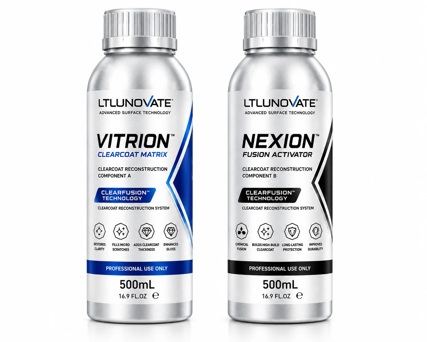 LTLUNOVATE 500mL 2‑Component ClearFusion Car Paint Restorer, High‑Build Clear Coat for Faded Paint, Swirls & Scratches