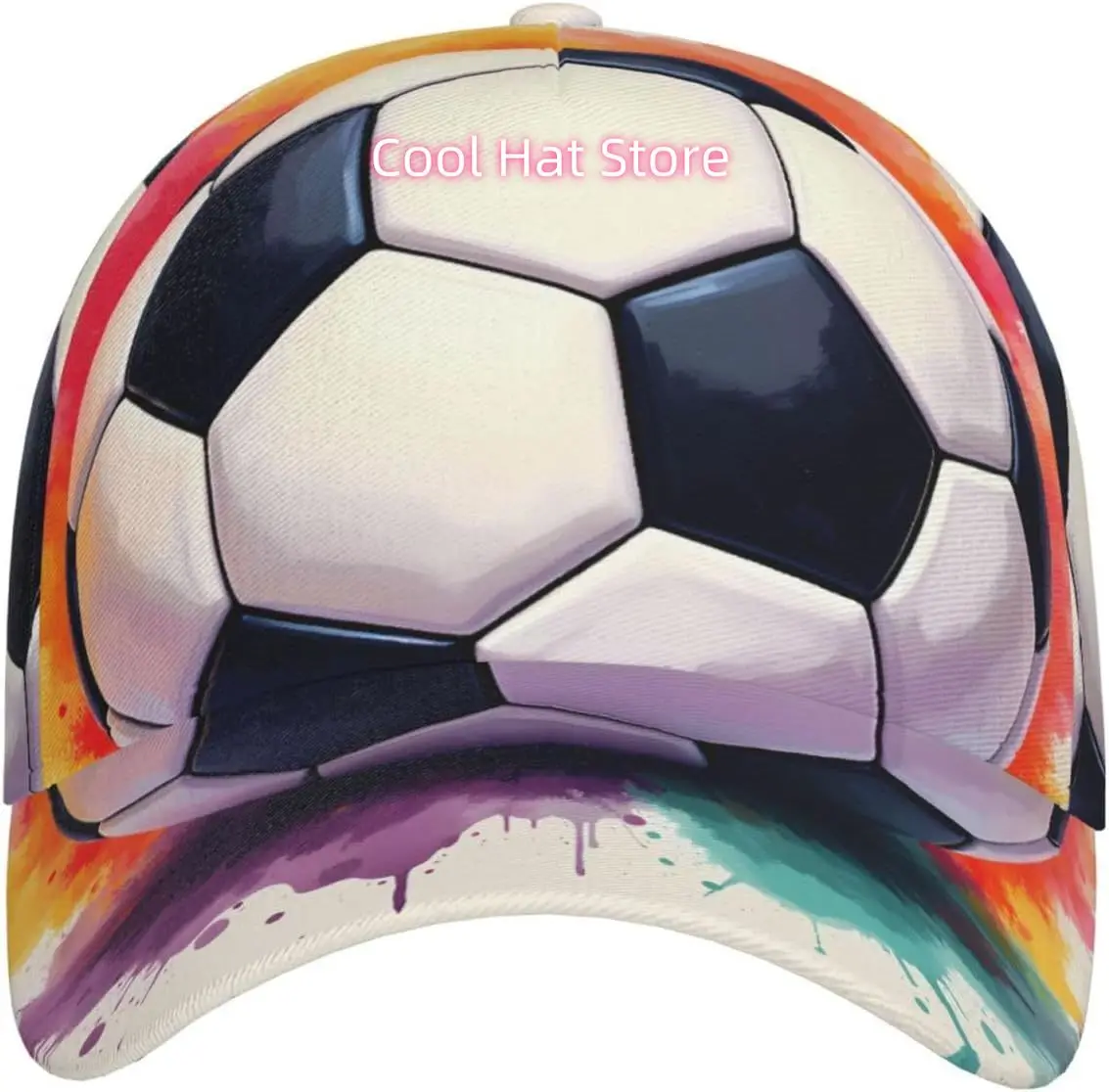 Football Watercolor Pattern Baseball Cap Adjustable Cotton Baseball Hat for Sports, Outdoor, Travel Gifts for Men Black