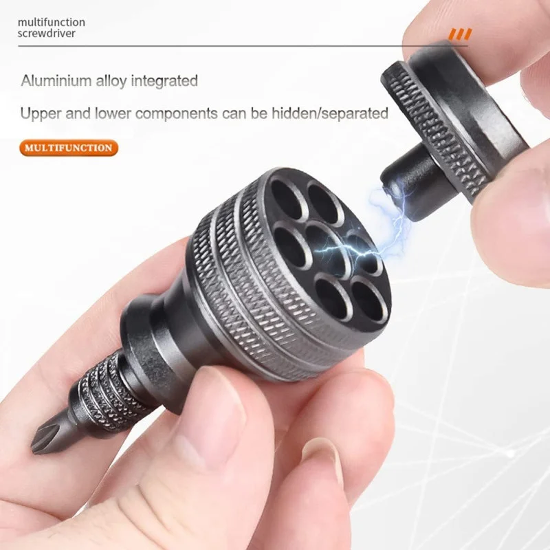 Mini Screwdriver Titanium Screwdrivers 1/4 Inch Magnetic Screwdriver 7 in 1 S2 Alloy Steel Drill Bit EDC Repair Hand Tool