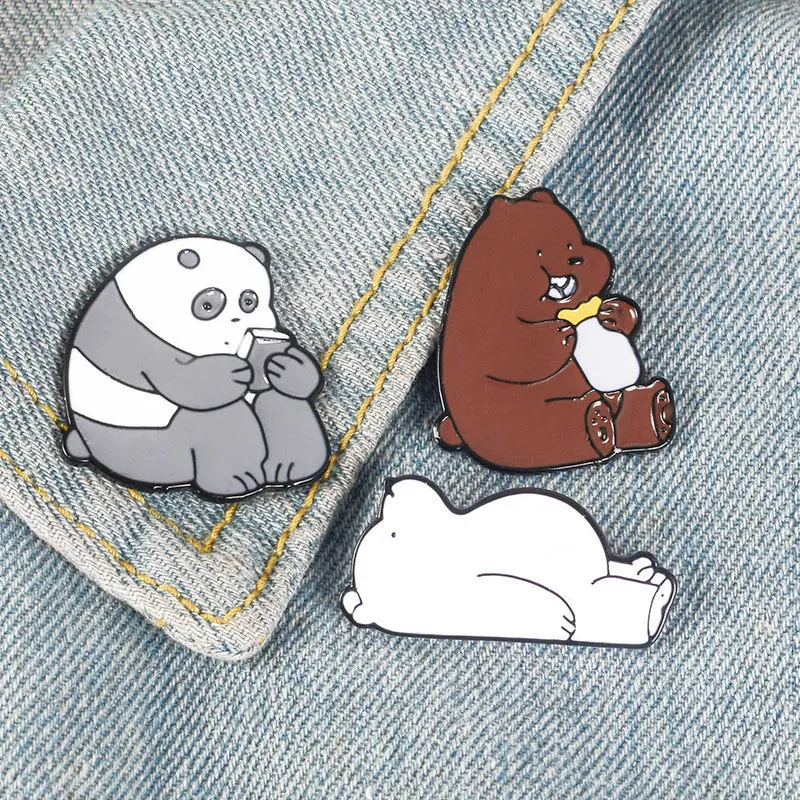 

3pcs New Fashion Simple Cartoon Animal Series Little White Bear Animation Brooch Clothing Backpack Accessories Pin Gifts