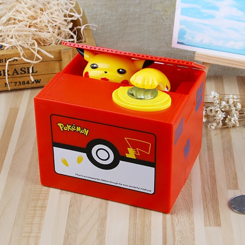 Pokemon Piggy Bank Action Figure Anime Pikachu Electronic Plastic Child Money Box Saving Pot Steal Coin Savings Box Kid Toy Gift