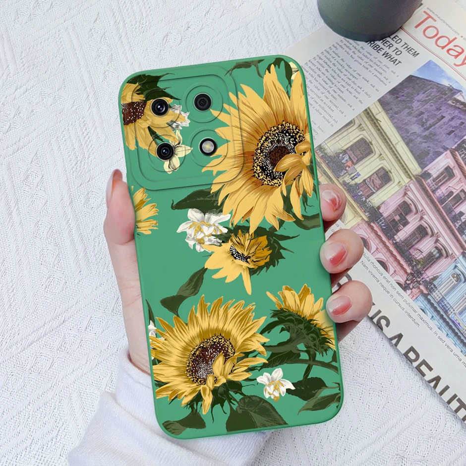 귀여운 공룡 레오파드 무늬 액체 실리콘 보호 커버, Honor X8A X8B 케이스, 6.7 인치 Fundas