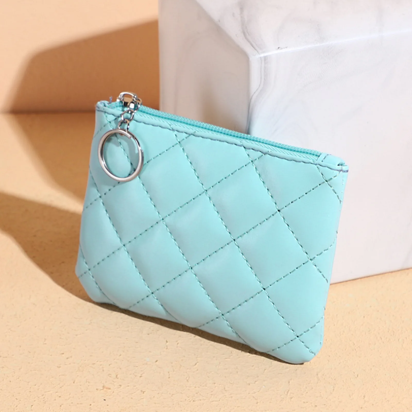 Women PU Leather Zip Coin Wallet Key Chain Fashion Small Purse Money short Change Pouch Coin Purse