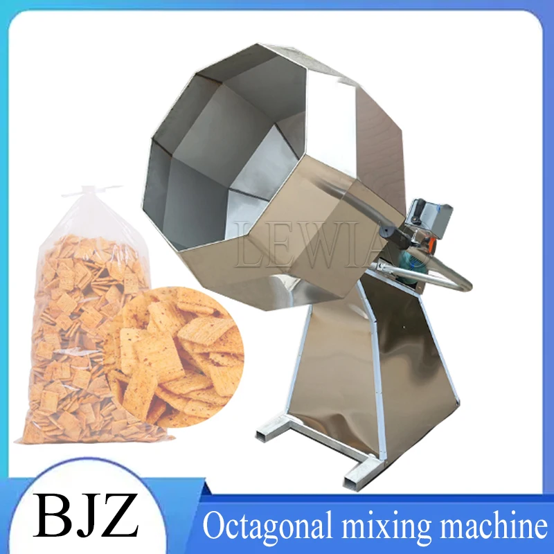 

Drum Mixing Equipment Snack Food Popcorn Seasoning Coating Flavoring Machine Stainless Steel Octagonal Potato Chips Flavor Mixer