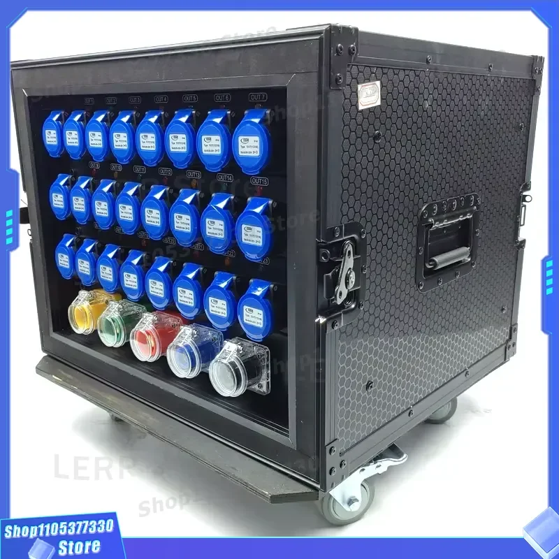 24 Channel 400A Stage Power Distribution Box with Intelligent Leakage Protection and 24x16A Industrial Sockets for Live