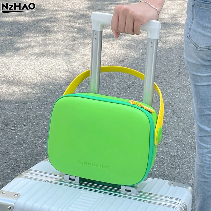 1Pc Waterproof PU Handle Cosmetic Bag Travel Portable Storage Bag Large Capacity Toiletry Bag Portable Square Zipper Makeup Case