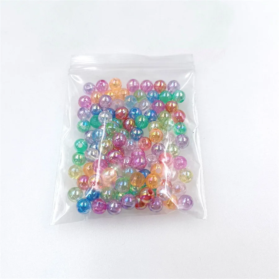 40-200Pcs 4-8mm Acrylic AB Color Transparent Round Loose Beads DIY Jewelry Making Necklace Bracelet Material Wholesale