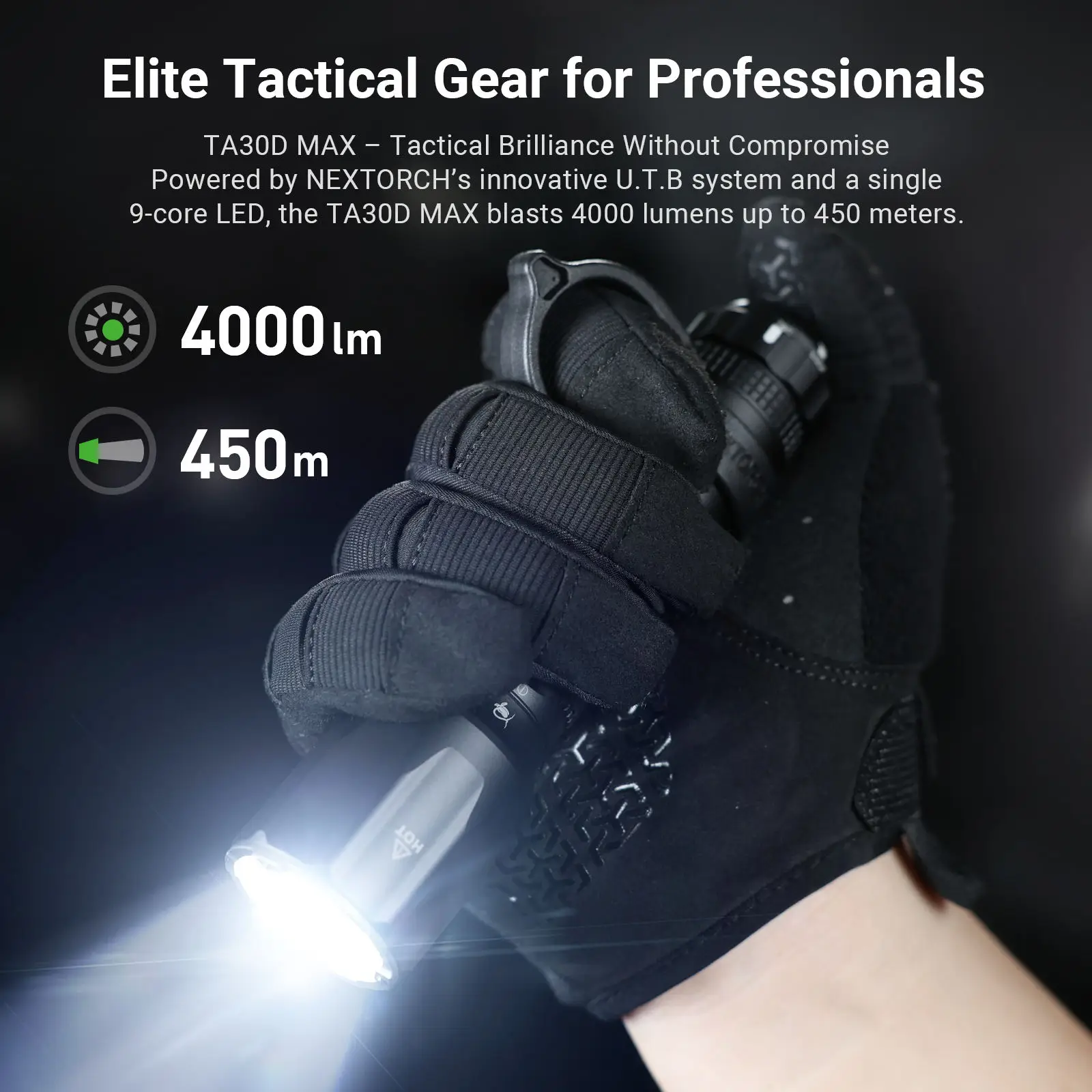 NEXTORCH TA30D MAX 4000ルーメン戦術懐中電灯 充電式高ルーメン法執行