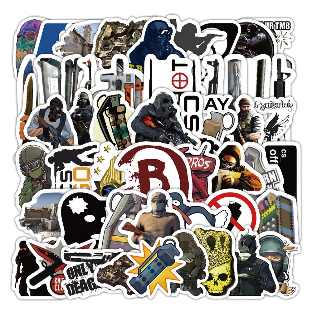 

10/60PCS Shooting Game CSGO Sticker Cartoon Cool Graffiti Decoration DIY Laptop Skateboard Water Cup Waterproof Decals Kids Toys