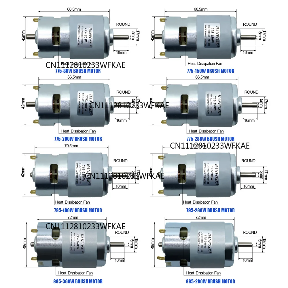 775 795 895 Electric spindle Motor 0.2-0.98N.m For Drill 80-360W 3000-12000RPM with two ball bearing Rated DC12-24 Universal
