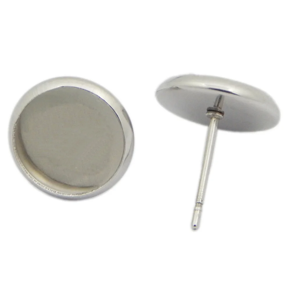 

40pcs Stainless Steel Ear Stud Base Round Earring Cabochon Setting Post Cup For Jewelry Making Findings Craft Diy Projects