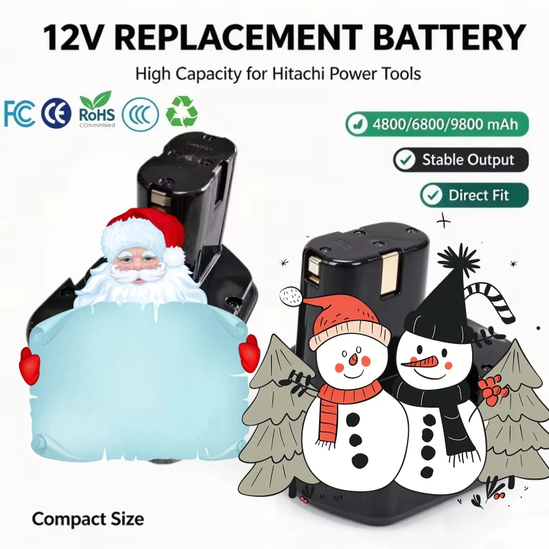 4800/6800/9800mAh 12V Cordless Drill Spare Battery Replacement Compatible With Hitachi WR12DMR CD4D DH15DV C5D Power Tools