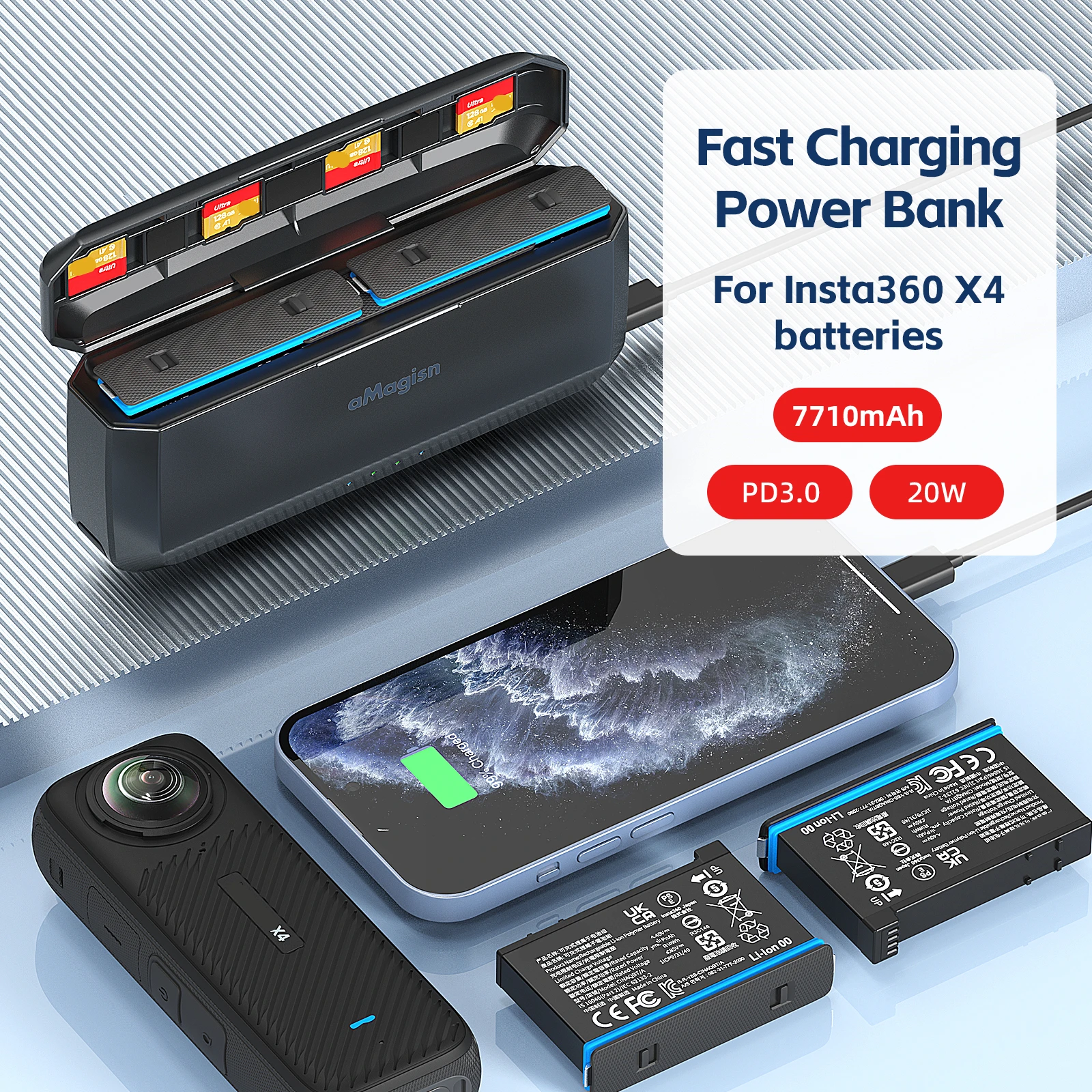 

For Insta360 X4 Fast Charging Mobile Power Charger Sports Camera Accessories