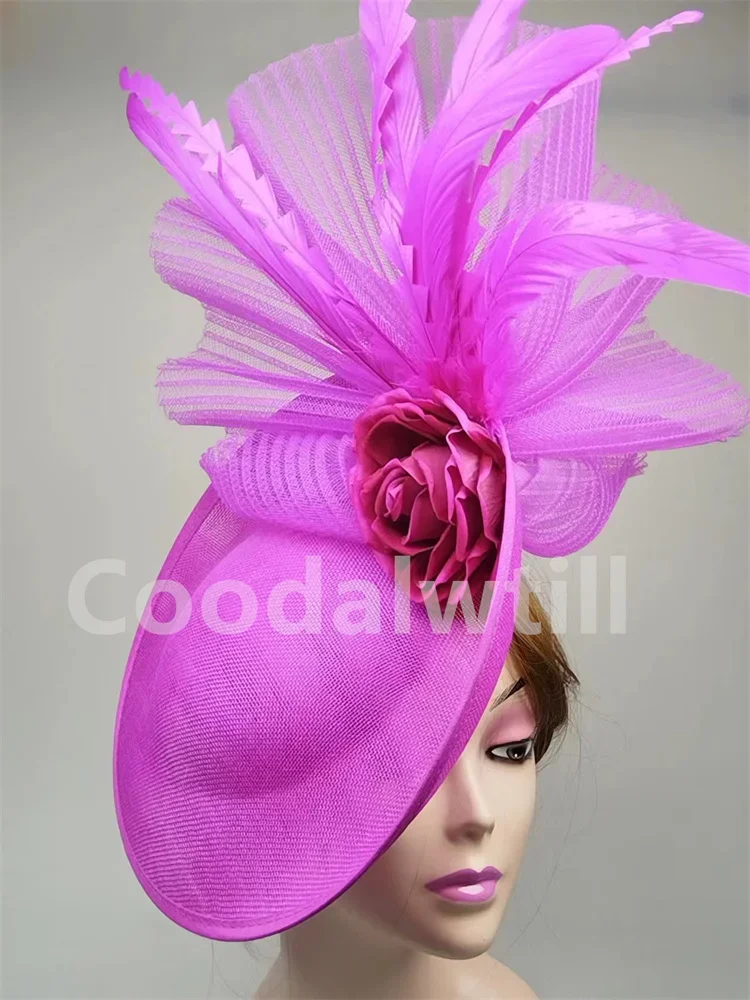 Flower Fascinators Hats Party Wedding Women Pillbox Cap Elegant Ladies Church Occasion Race Millinery Cap With Net Hair Access