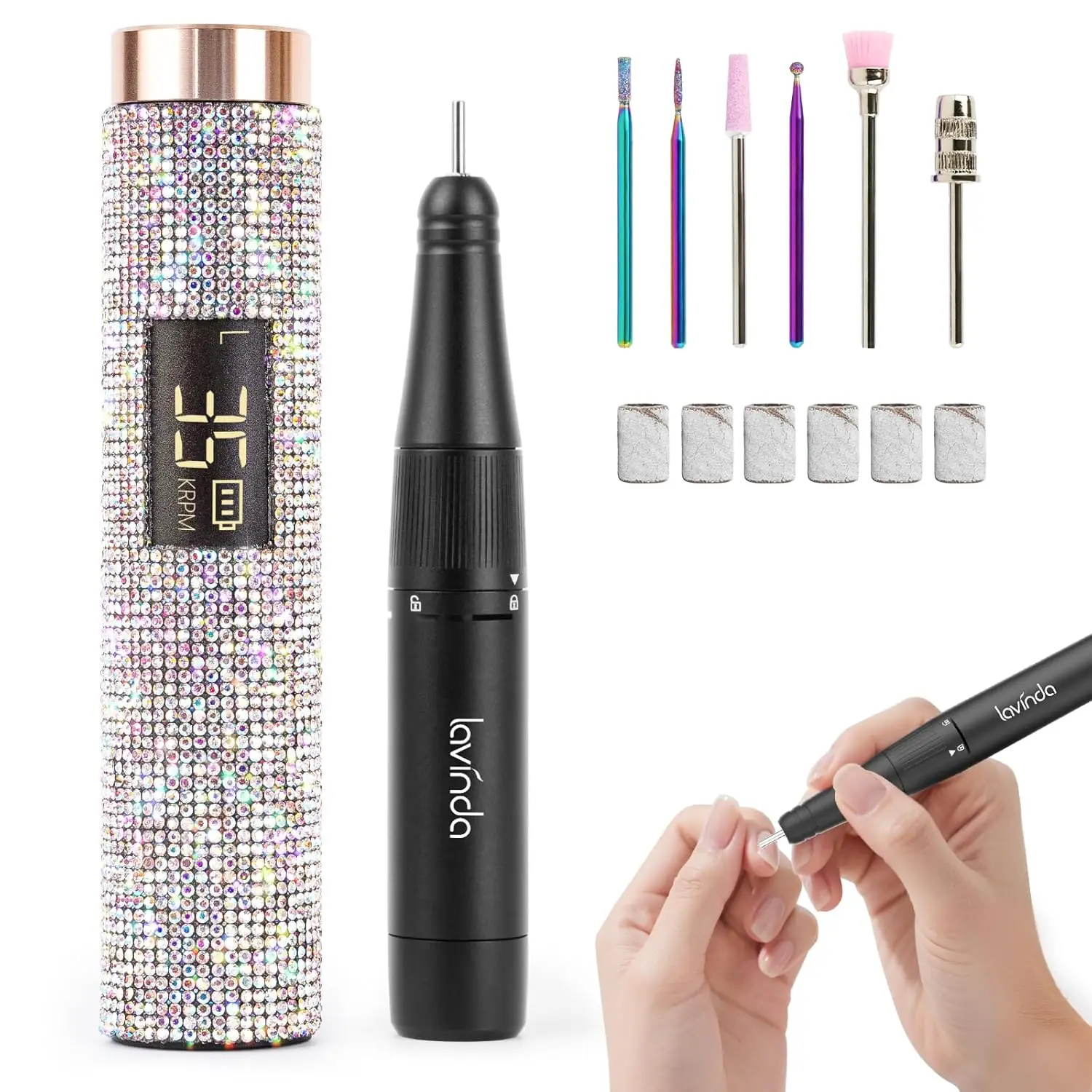 

Профессиональная перезаряжаемая электрическая машинка для маникюра, беспроводная портативная модель с бесщеточным мотором 35000 об/мин для акриловых ногтей