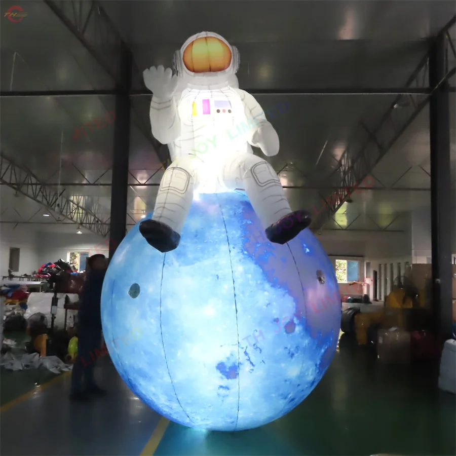 

Быстрая доставка дверей, 19-футовый надувной воздушный шар с высоким освещением и мультяшным астронавтом для наружной рекламы