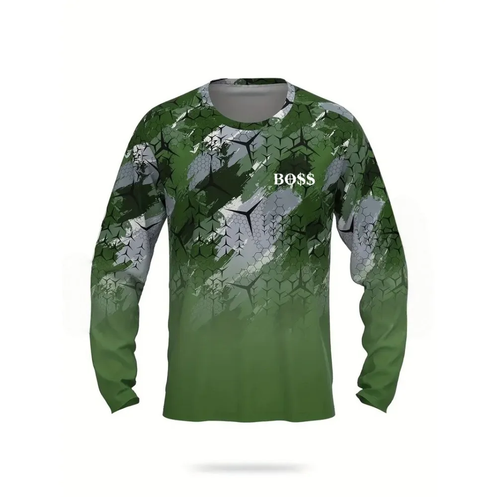 

Men's Long Sleeve T-shirts-Gradient color 3D printing-Casual Streetwear Autumn City Movement T-shirt trendy shirts for men