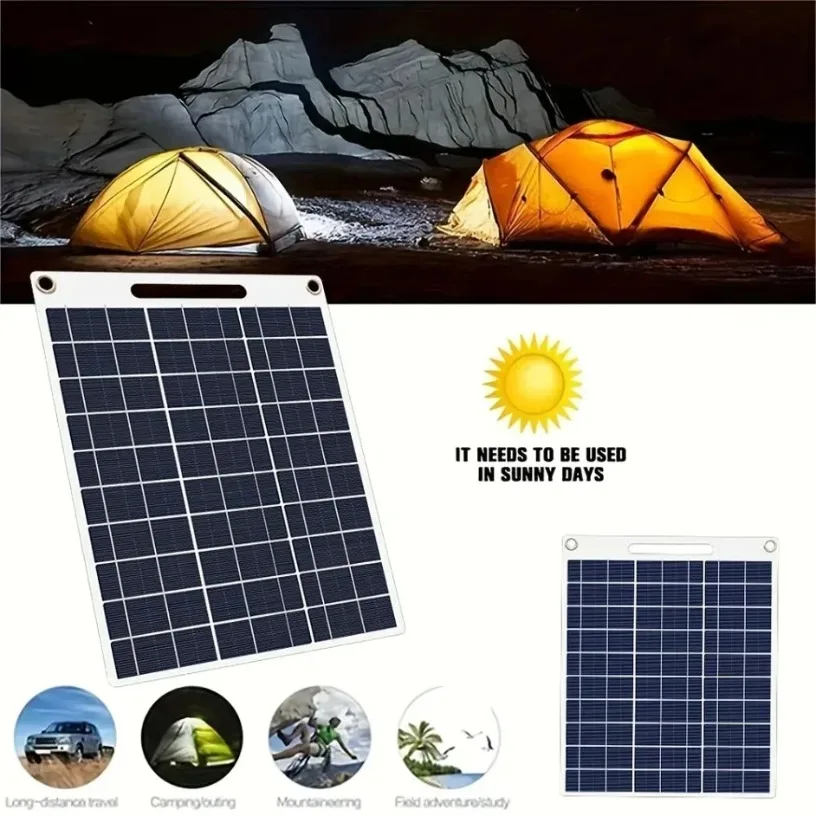 

Portable Waterproof High Efficiency Solar Panel 5V Dual USB Solar Charger for Outdoor Travel Phone Emergency Charging