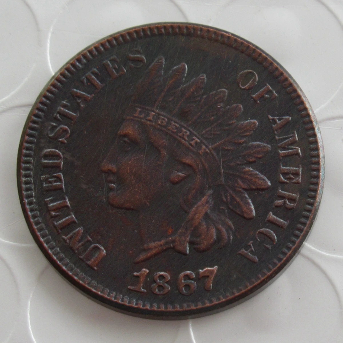 Kupfer-Kopiermünze aus der indischen Cent US 1867 1877