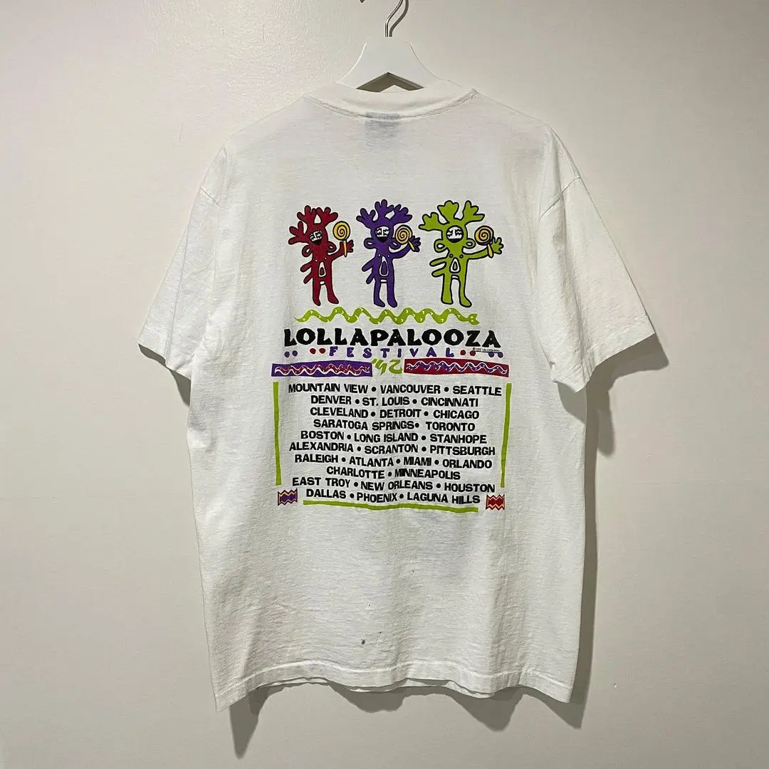 Street Music Festival  Art Letter Short Sleeve Unisex Shoulder T-Shirt Hip Hop Trendy Loose Fit Cotton Youth Summer T-Shirt