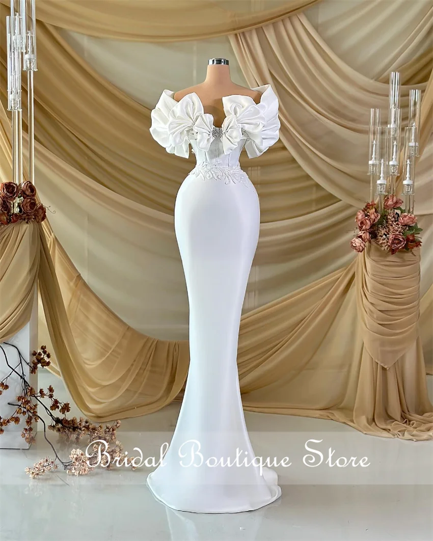 

New Design 2025 Ruched Mermaid Wedding Dress Off Shoulder Elegant Bridal Gowns Crystal Beads Vestido De Noiva Customized