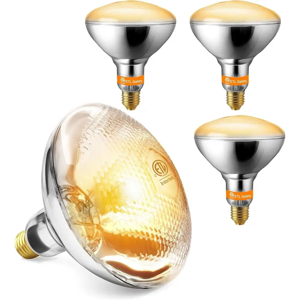 

ood Heat Lamp Bulbs - 4-Pack ETL-Listed rosted Light Bulbs, E26, R40, 110V, 250W, Even Heating, Compatible ood Heat Lamp, 2000 H