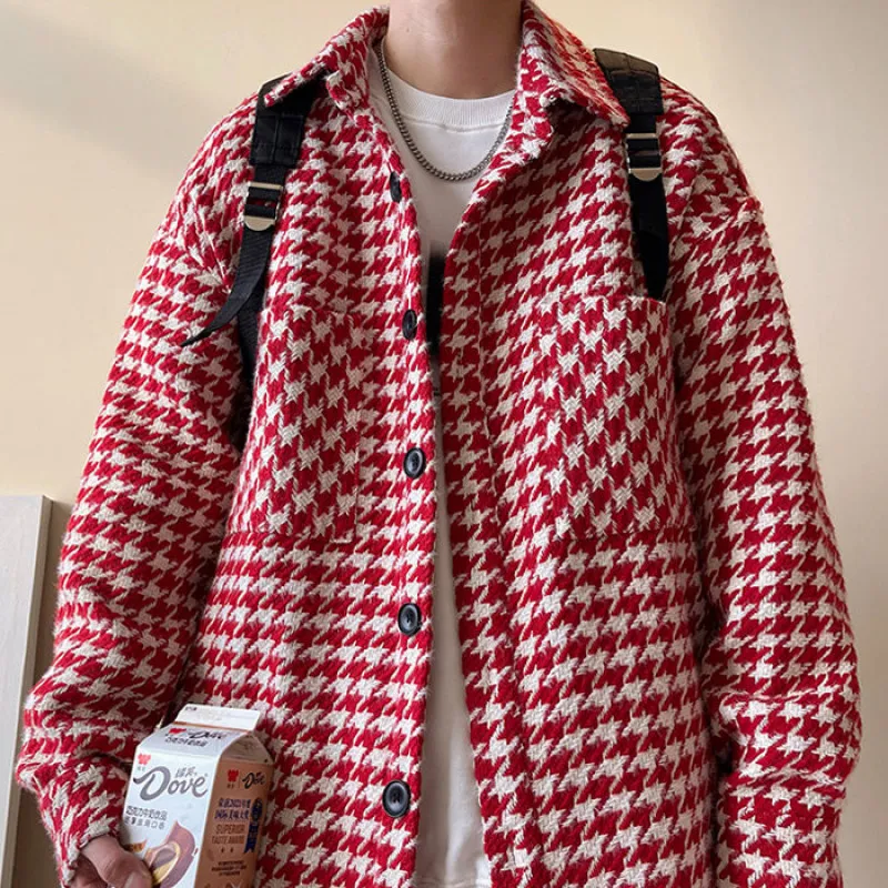 

Красный тонкий весенне-осенний мужской джинт с узором птицы, высококачественный повседневный джинт ранней осени, свободный крой, классический клапан