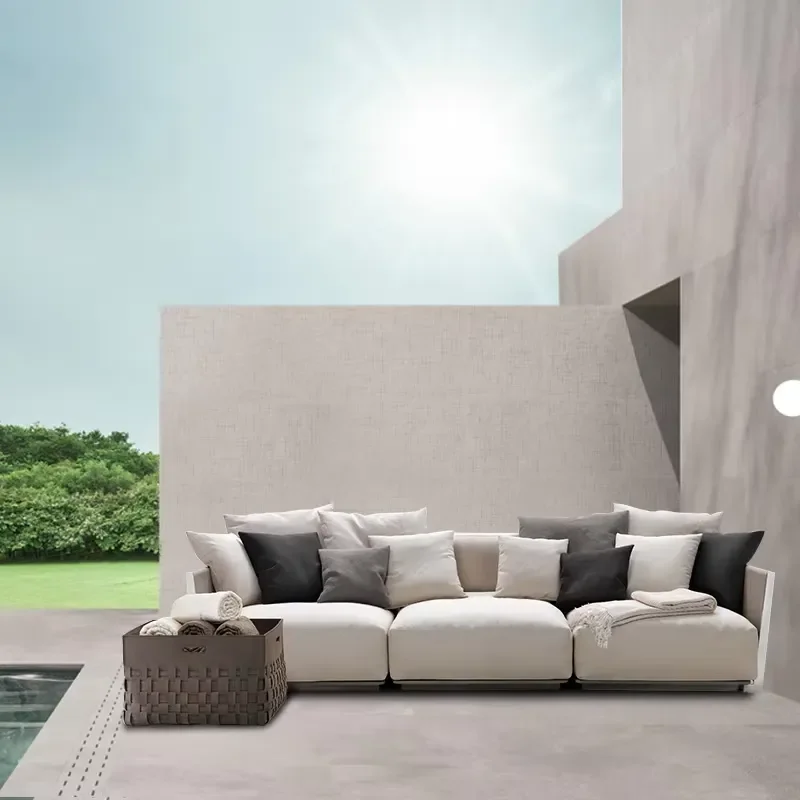 Modern Outdoor Leisure Sofa Set Waterproof and Sun-Proof Metal for Courtyard Nordic Outdoor Villa Garden Terrace