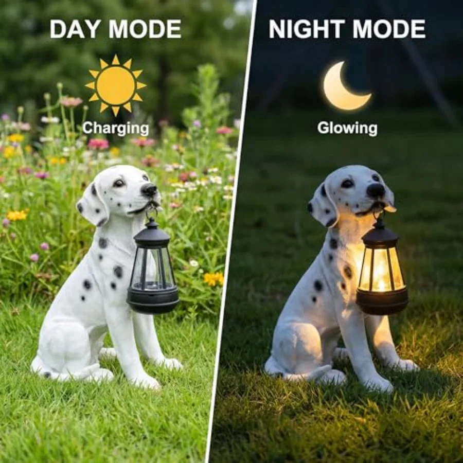Garden Statues Dog Solar Hanging Light, Courtyard Resin Simulated Handicraft Dog Statue Ornament, Garden Yard Entrance Decorati