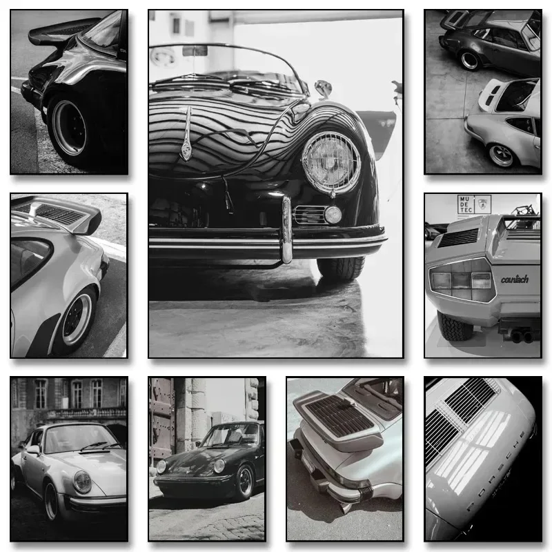 Sports Car Posters And Prints Canvas Painting Portrait Of Middle Ages Black And White Wall Art Pictures Home Bar Room Decorat