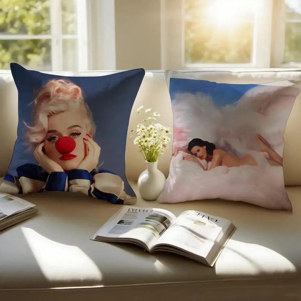 k-Katy perry attractive Cushion Cover Pillowcase Anti-dustmite Invisible Zipper Short Plush Sofa Cushion