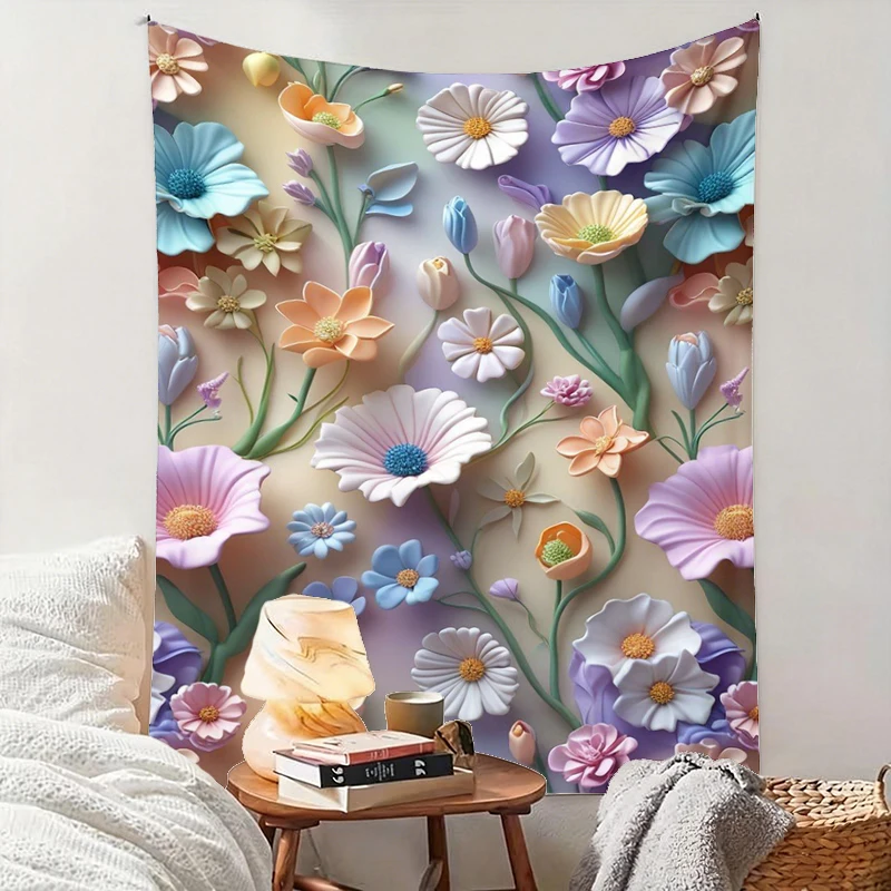 1PC Colorful Flower Paper Art Print Backdrop Banner, Bedroom Living Room Photo Background, Polyester, Home Decor, Wall Art