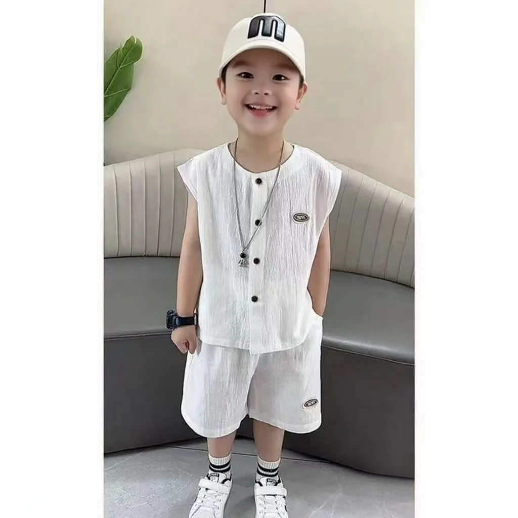2-12years Summer Children's Clothing Set Boys & Girls Cotton Linen Suits Baby Loungewear Outfit T-shirt Tops + Shorts 2pcs