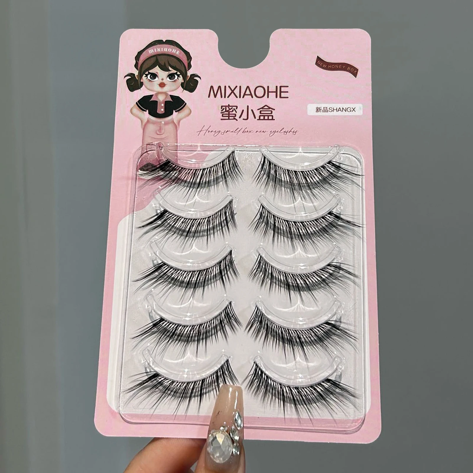 フォックススタイルのウィスピーつけまつげストリップ 5 ペアふわふわマンガまつげ再利用可能な厚いまつげコスプレパーティーデート毎日のメイクアップ用