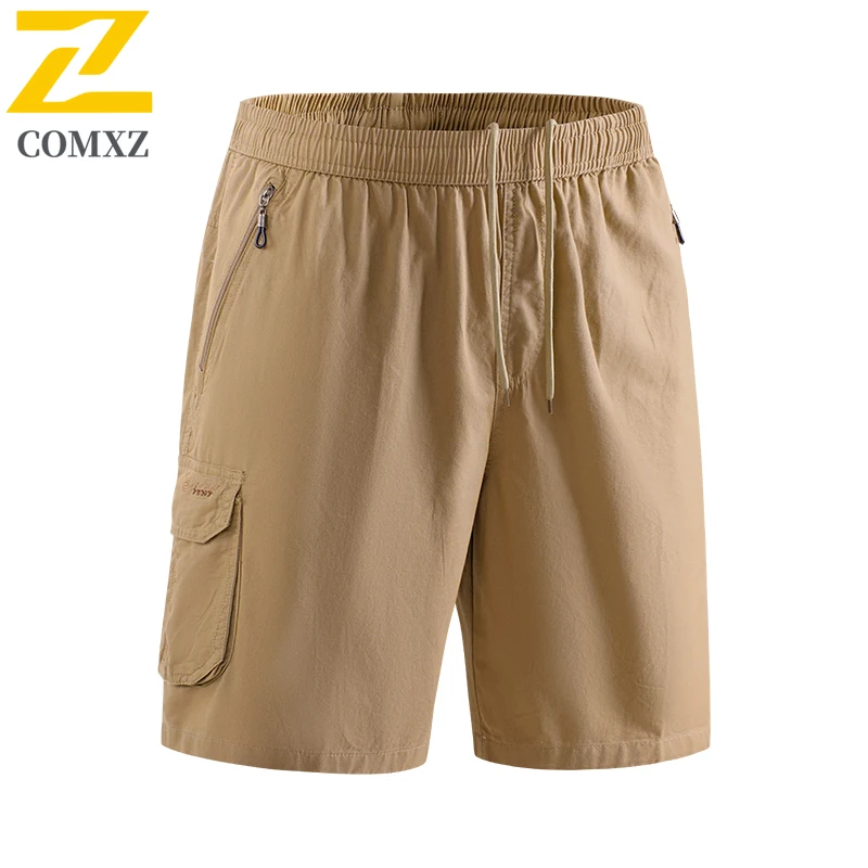 Workwear Men Summer Casual Pants Fashionable Multi Pocket Design Slim Fit Straight Leg Shorts Office Travel Elastic Waist Shorts