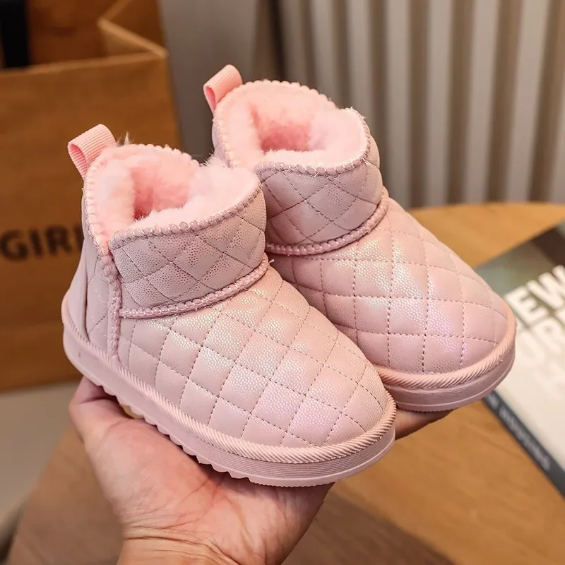 Winter Kids Snow Boots Baby Girl Shoes Non-slip Children Short Boots Thick Plush Girls Boys Shoes Outdoor Infant Boots