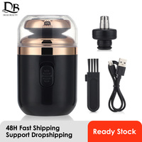 Mini Washable Electric Razor Travel Razor Type-c Charging Capsule Shaver Nose Hair Trimming Double Ring Knife Net