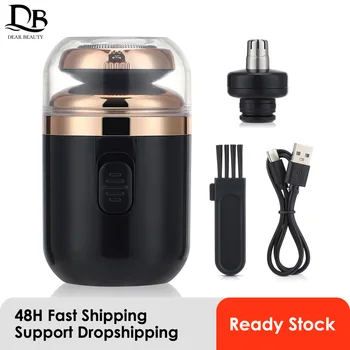 Mini Yıkanabilir Elektrikli Tıraş Makinesi Seyahat Jilet Tip-c Şarj Kapsülü Tıraş Makinesi Burun Saç Kesme Çift Halkalı Bıçak Net