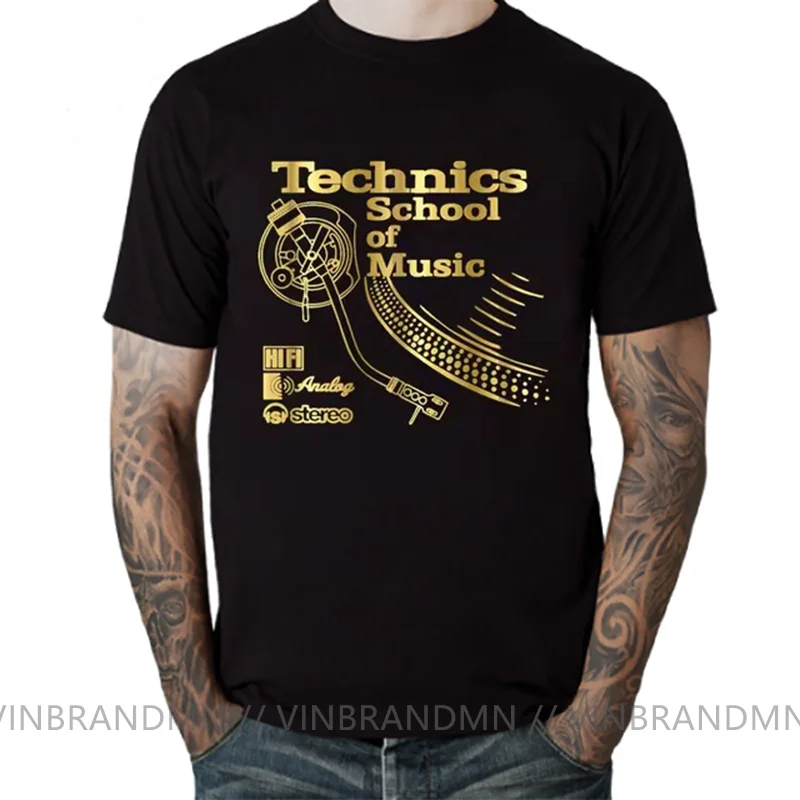 VINBRANDMN Retro Deejay shirt Long Play tshirt Technics School of Music T shirt men Vintage DJ music T-shirt 2020 Hot Fashion