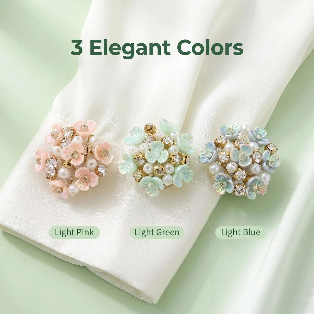 A Pair Button Cover Hydrangea Flower Cuff Button Flower Snap Shirt Dress Decoration Clothing Accessories No-Need-to-Sew