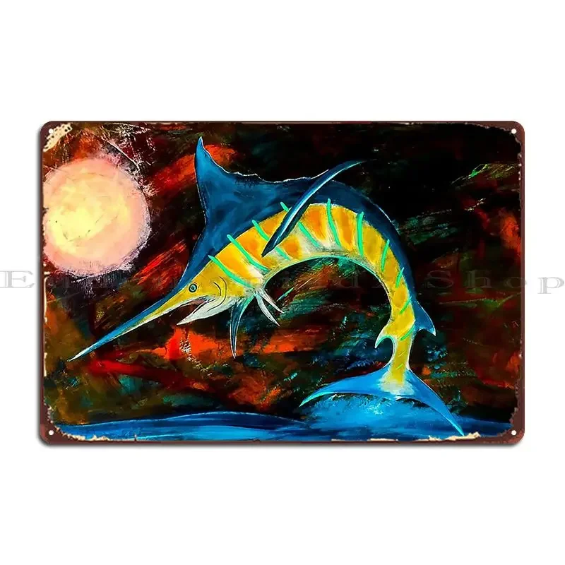 Blue Marlin Metal Plaque Club Garage Club Bar Customized Cinema Tin Sign Poster
