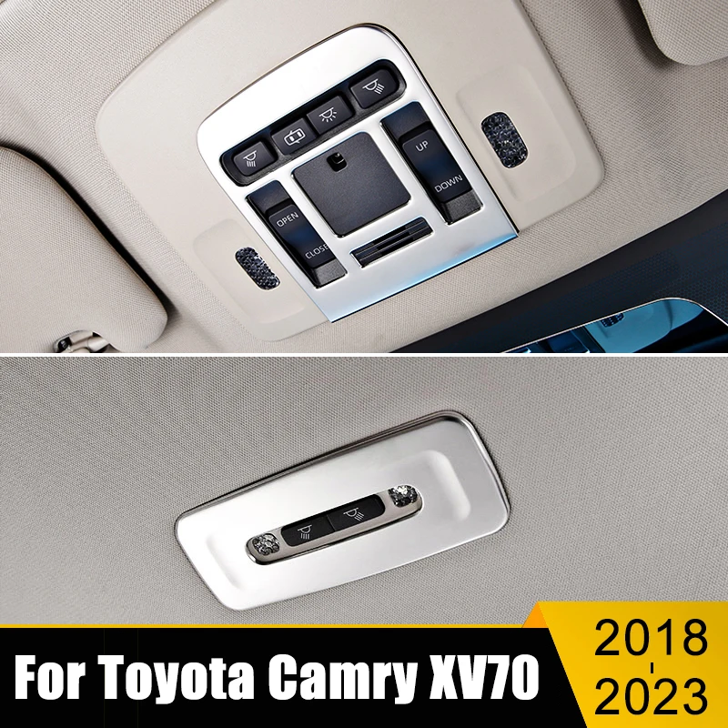 

Car Accessories For Toyota Camry XV70 2018-2021 2022 2023 Stainless Front Rear Reading Light Frame Roof Lamp Trim Cover Stickers