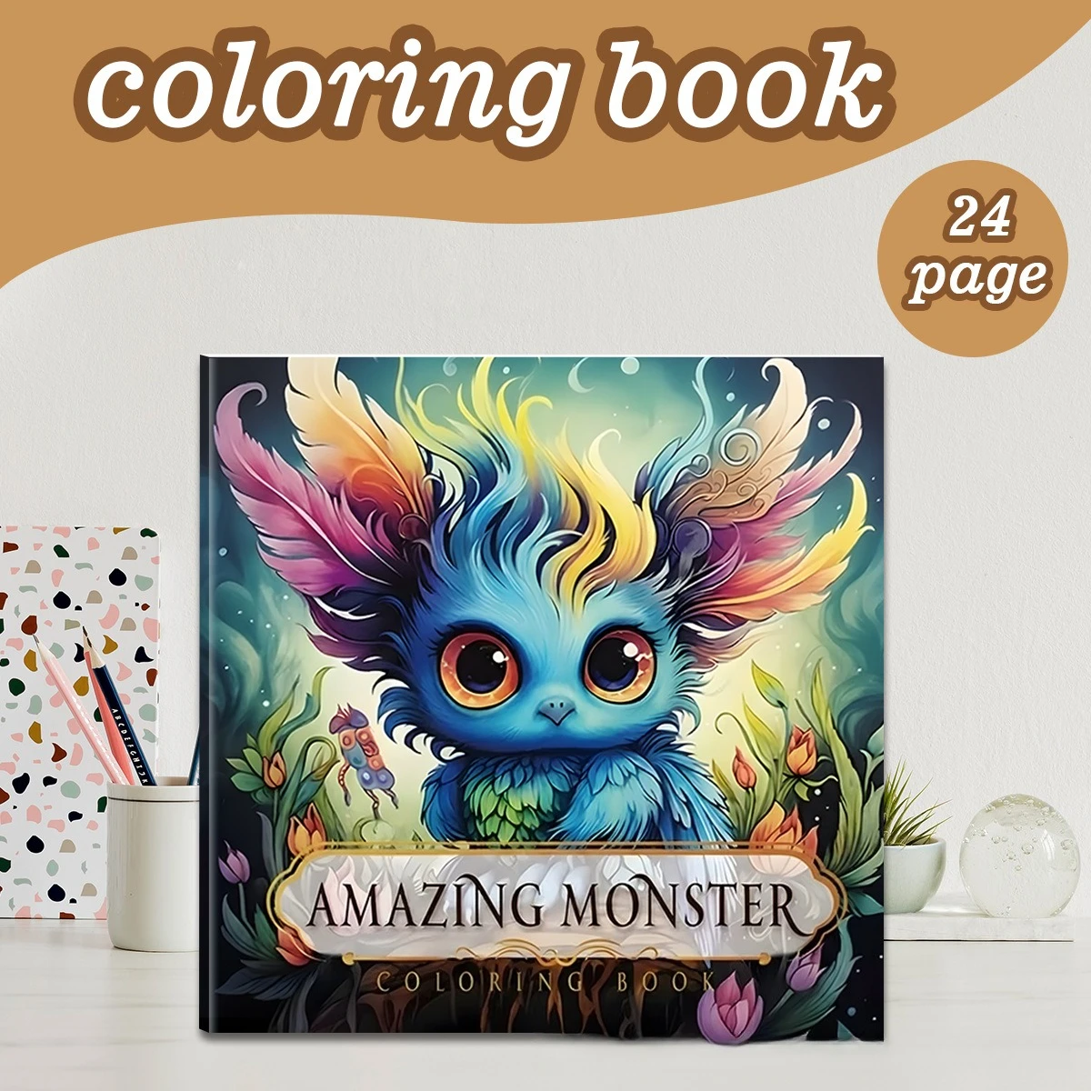 Amazing Monster Coloring Book for Adults 24 Pages Mysterious Creature Designs Stress Relief Relaxation Gift