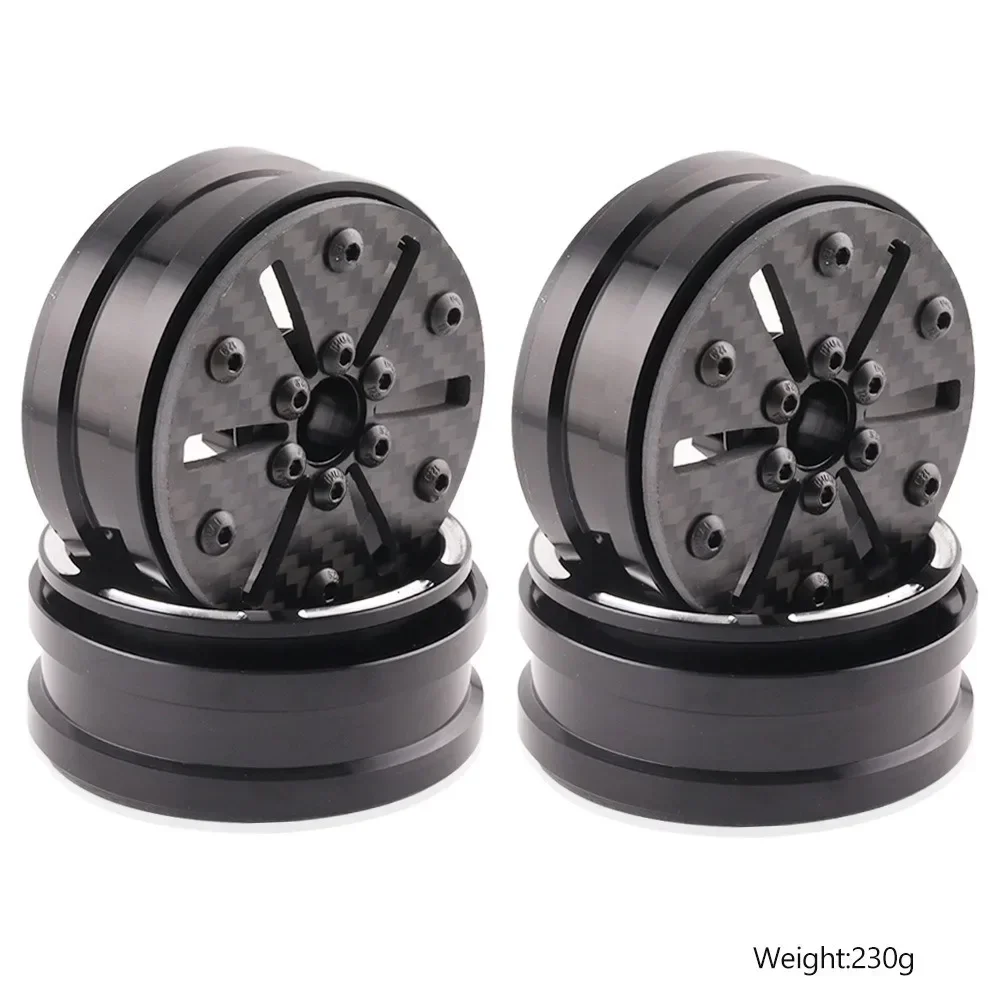 

4Pcs Carbon Fiber 1.9Inch Beadlock Wheel Rim Wheel Hub For 1/10 RC Crawler Car Axial SCX10 TRX4