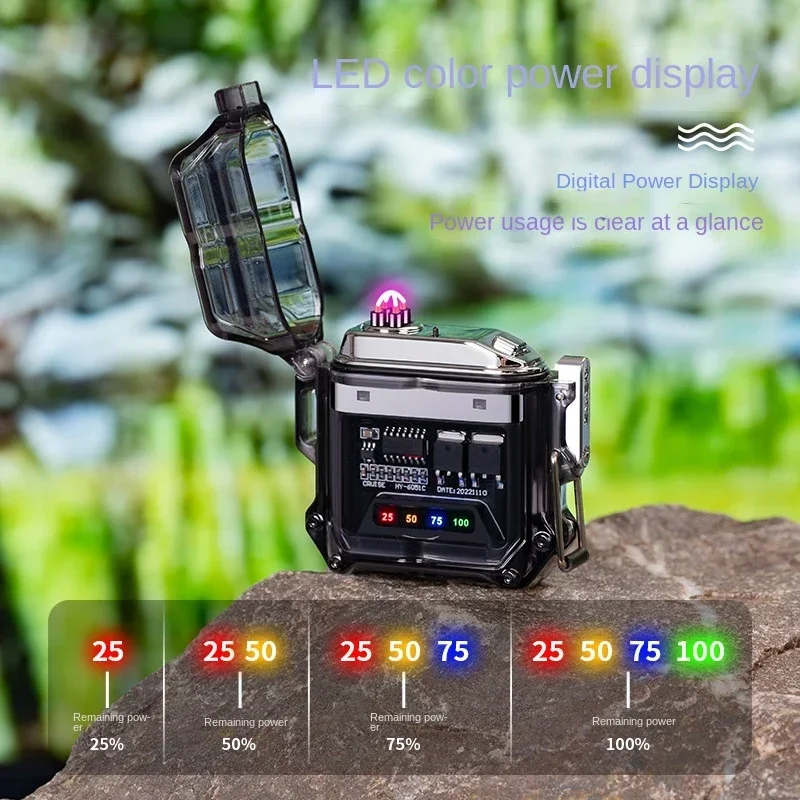 

Портативная уличная пьезо-USB перезаряжаемая зажигалка, электрическая водонепроницаемая зажигалка, плазменная двойная дуговая ветрозащитная зажигалка, гаджеты для мужчин