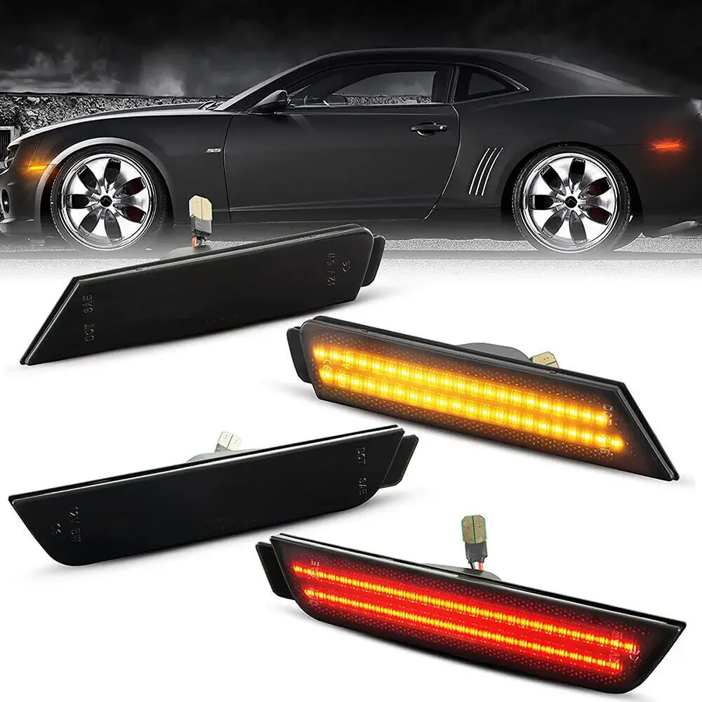 2X For 2010-2015 Chevy Camaro Front Rear LED Side Flasher Side Marker Lamp