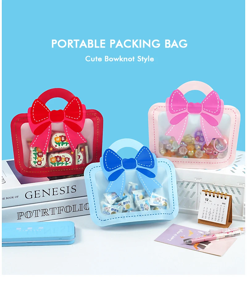 30 Stück Bogen-Snack-Verpackungsbeutel, tragbares Design, Kosmetik, Süßigkeiten, kleine Gegenstände, Aufbewahrung, selbstklebende Cartoon-Bogen, tragbare Geschenktüte – Detail 1